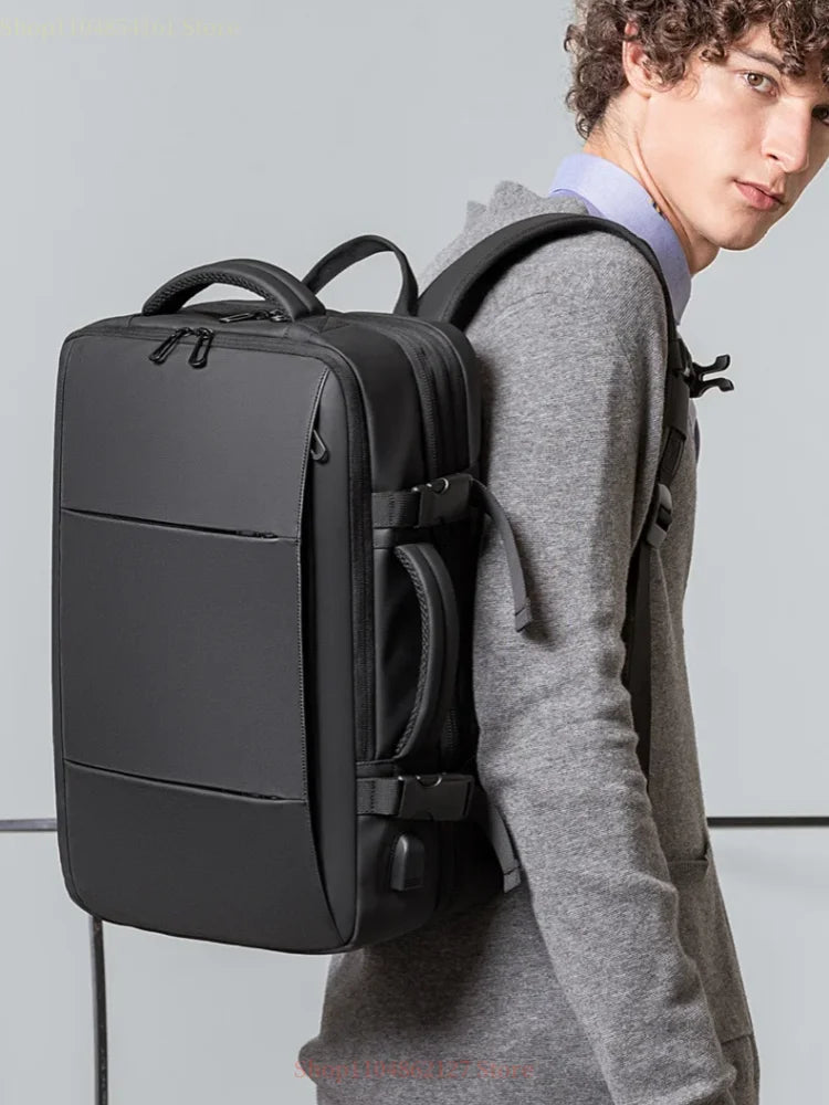 Men's travel backpack waterproof business school expandable laptop bag large capacity USB port stylish casual backpack forTravel