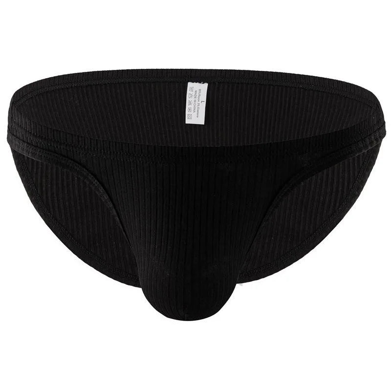 Men Ribbed Underwear Low Rise Bulge Pouch Briefs Soft Panties Male Breathable Underpants Man Comfortable Knickers Bikini Trunks
