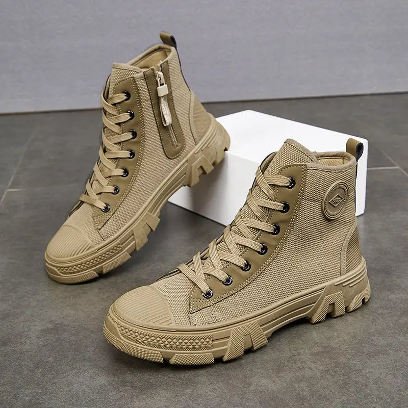 Men's High Cut Boots Warm Winter Lace Up with Fur Outdoor Hiking Male Shoes Platform Retro Original Deals Comfortable Offer Sale