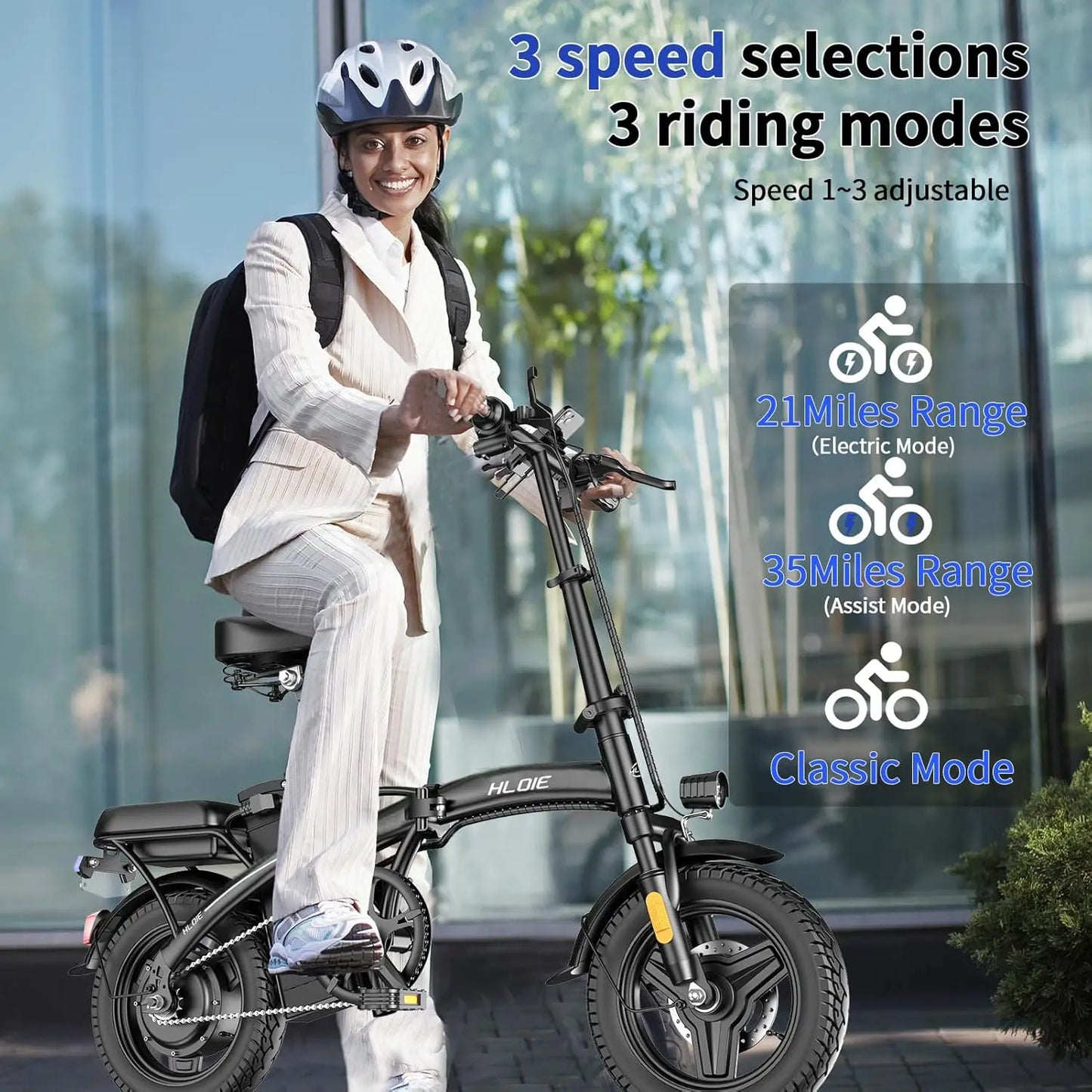 Folding Electric Bike for Adults, 500W Peak Motor, Up to 23 MPH, 14” Foldable Ebike with 48V 12Ah Battery, 35 Miles, Customized