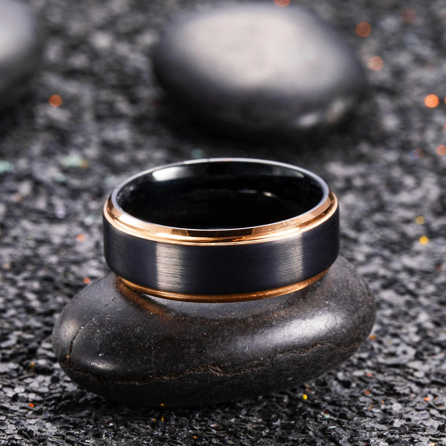 Fashion 8mm Green Color Titanium Stainless Steel Rings for Men Women Black Brushed Men Promise Rings Wedding Party Jewelry Gifts