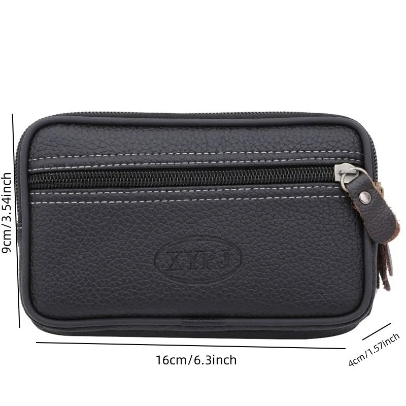 PU Leather Hand Bags For Men Large Capacity Money Purse Cell Mobile Phone Pocket Women Soft Double Zipper Male Clutch Bags