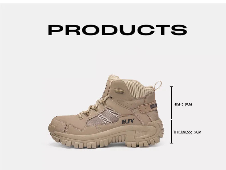 New Men's Boots Fashion Outdoor Boots Breathable Hiking Boots Autumn Shoes Sneakers lightweight Non-slip Men Desert Ankle Boots