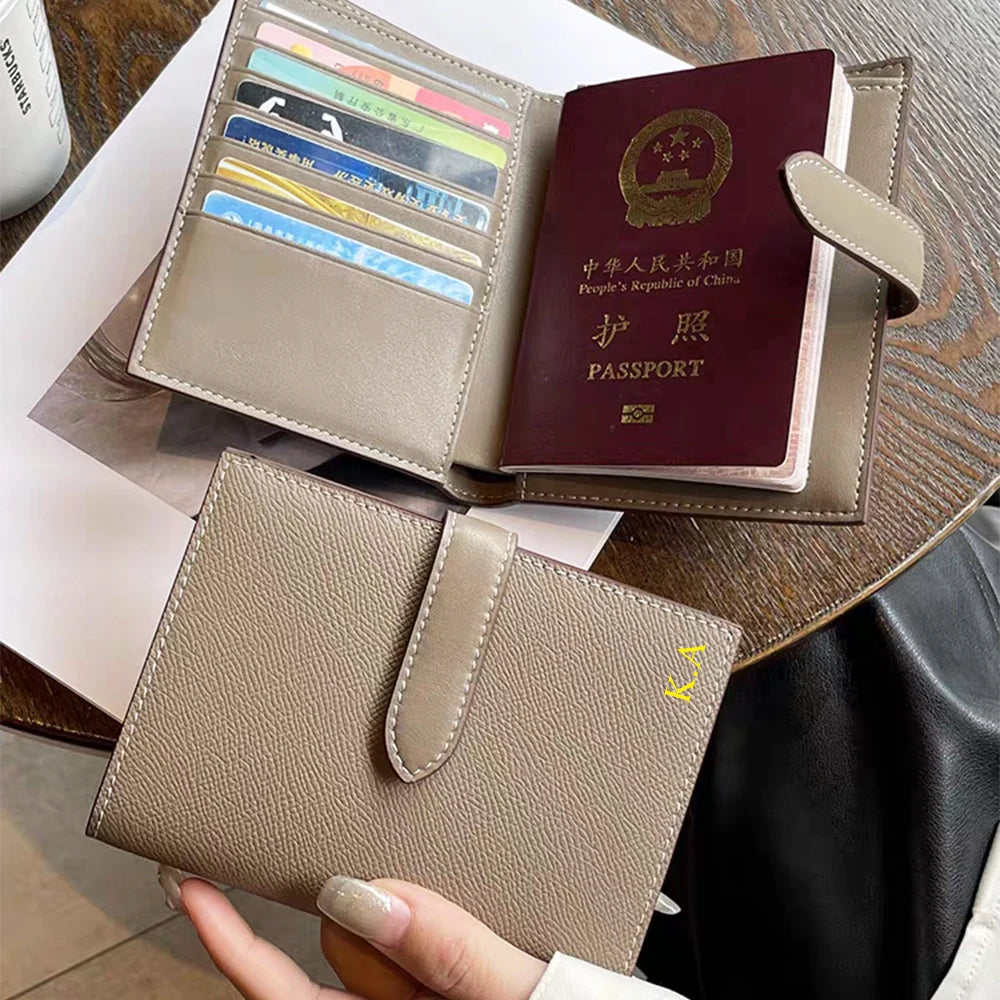 Luxury Design Genuine Leather Wallet For Woman Custom Initials Fashion Folding Passport Holder Business Card Holder Coin Purse