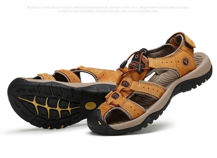 Sandals Summer New Men'sHollow Breathable Sandals Slippers Outdoor Baotou Beach Shoes Dad's Shoes Mens Shoes sandalias2024