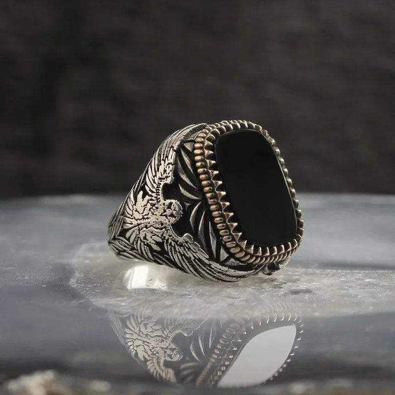 New Copper Material Open Adjustable Ring Amber Gemstone Personality High Jewelry Fashion Luxury Business Men's High-end Ring