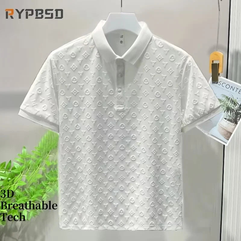 Best Polo Shirt Men 2025 Summer White Polo Shirt Luxury Breathable Solid Short Sleeve Office Business Casual Polo T shirt Men