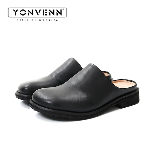 Leather slippers for men slip in style casual Dress shoes Lazy high-end Cleanfit Mules summer breathable outdoor commuting