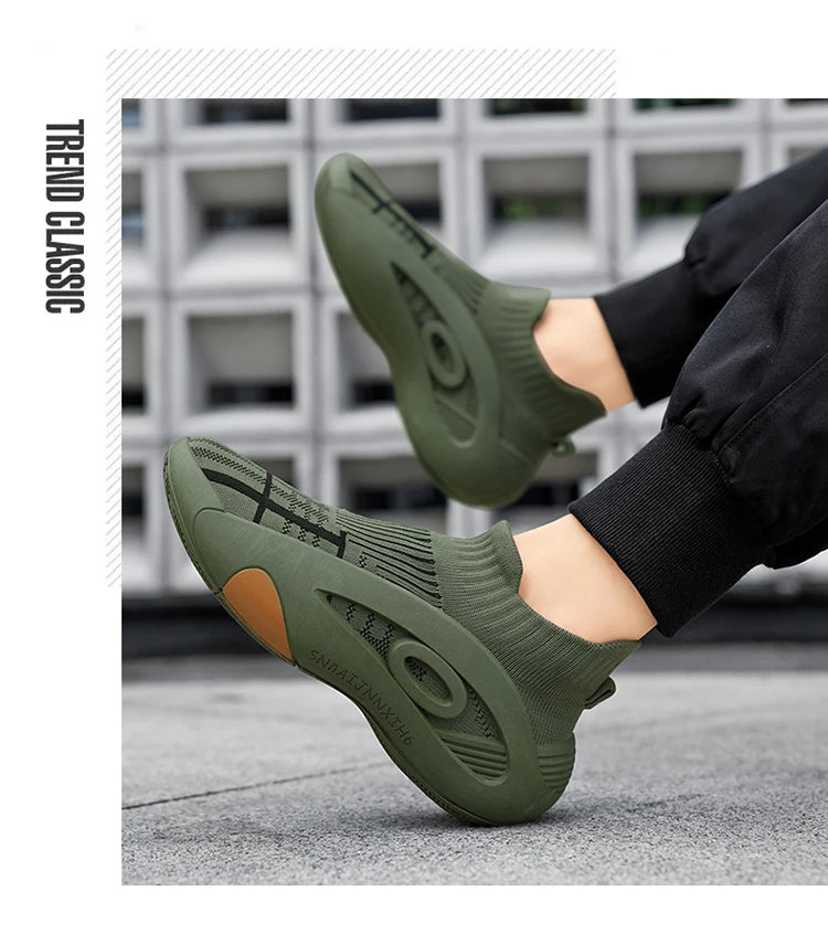 Summer Sneakers for Men Breathable Socks Casual Sports Shoes New Arrival Black Green Men Trainers Platform Designer Sneakers Men