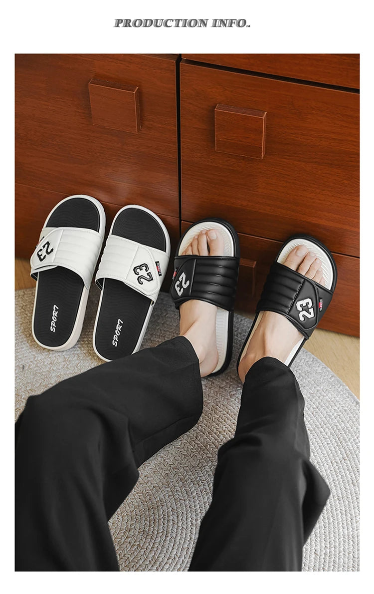Men's fashion slippers comfortable flat home bathroom slippers soft-soled outdoor beach shoes plus size slippers men 39-47