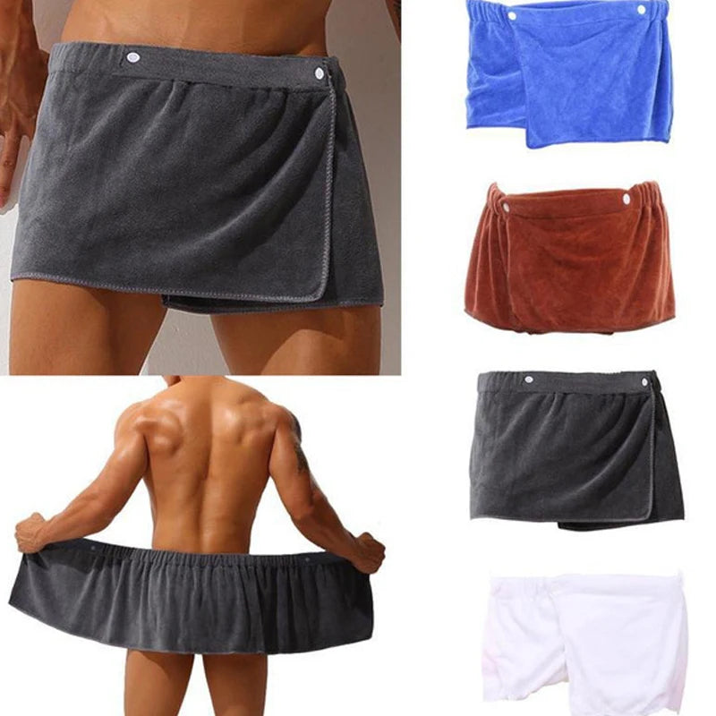 Men's Bath Towel Boxers Briefs Sexy Shorts Can Absorb Water and Wear Externally Underwear Underpants with Buckle Summer Panties