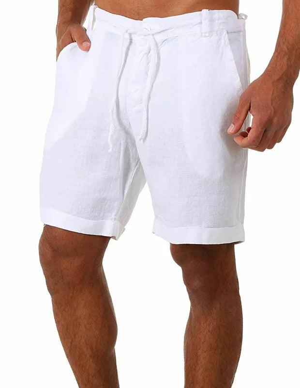 Men's Shorts in Summer New Button Drawstring Fashionable Street Simple Pocket Basic Versatile Casual Five-point Pants