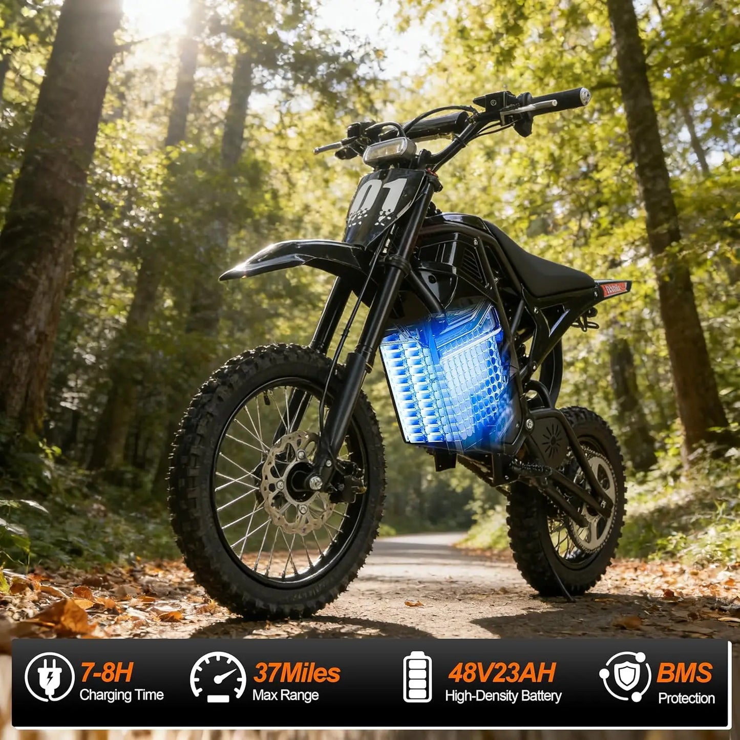 Electric Dirt Bike for Teens & Adults, 3500W 3 Speed Modes (Max 37.5MPH) 48V 23AH, 14"/12" Tire Off-Road EBike,, Customized