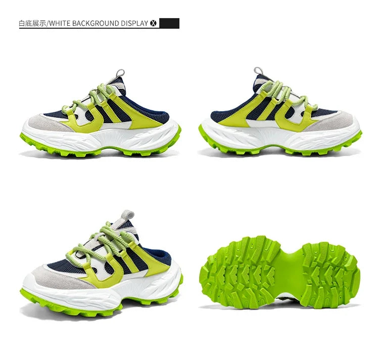 Sneakers for Men Fashion Green Half Breathable Summer Chunky Shoes Men Streetwear Platform Sneakers Man Sports Casual Shoes 2025