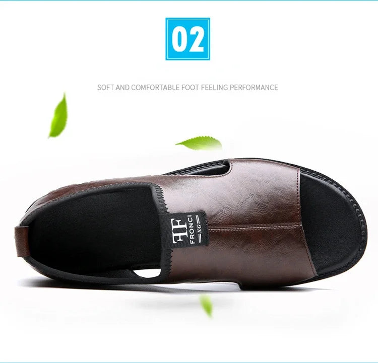 Brand Men's Sandals New Casual Shoes High Quality Soft Sole Men Slippers Outdoor Comfor Beach Shoes Leather Flat Sandals for Men