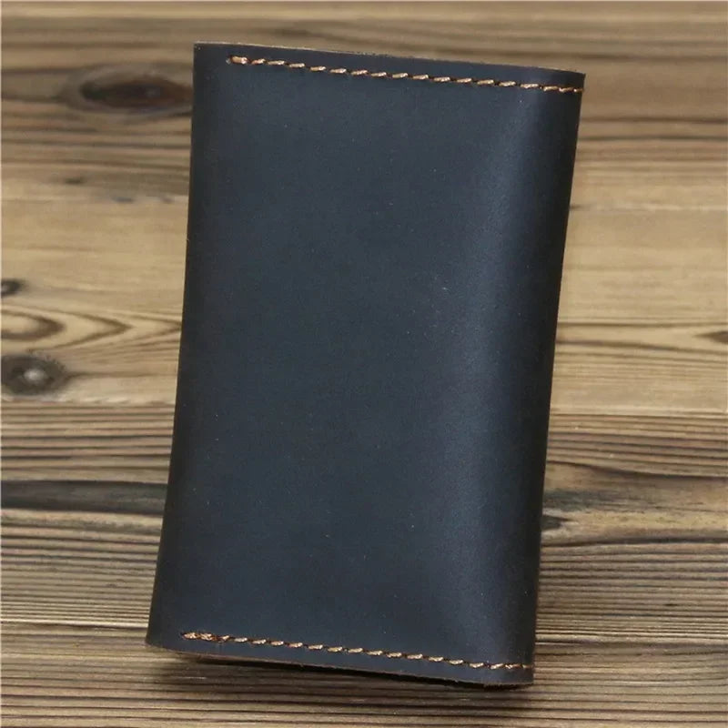 Handmade Vintage  Leather Men Wallet Men Purse Cowhide Leather Short Card Wallet for Male Money Clips Money Bags New