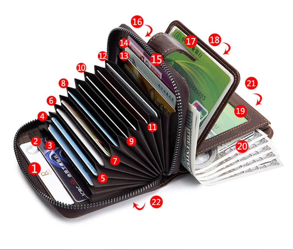 BULLCAPTAIN Business Men's Wallet Genuine Leather Wallet Multi-Function Business Card Holder Small Card Box Leather Purse Man