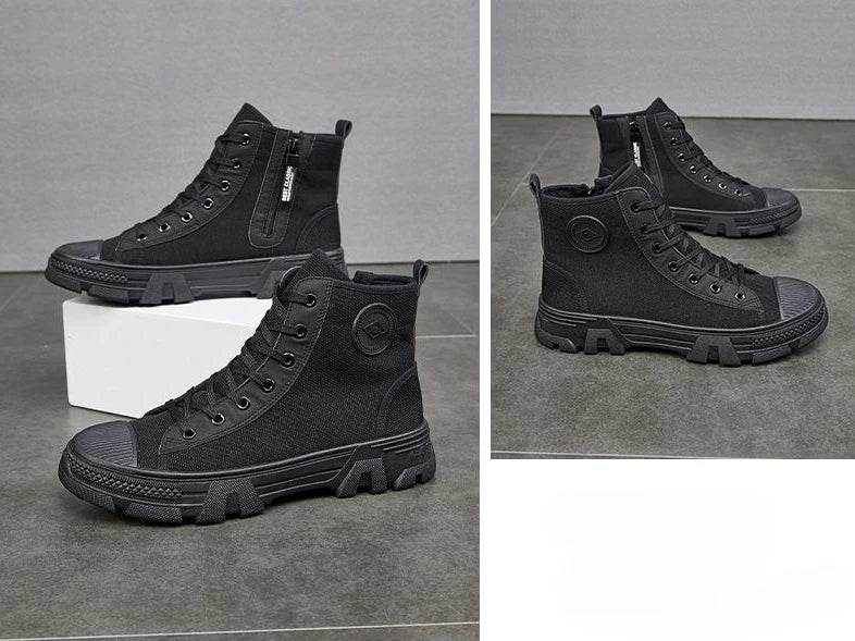 Men's High Cut Boots Warm Winter Lace Up with Fur Outdoor Hiking Male Shoes Platform Retro Original Deals Comfortable Offer Sale