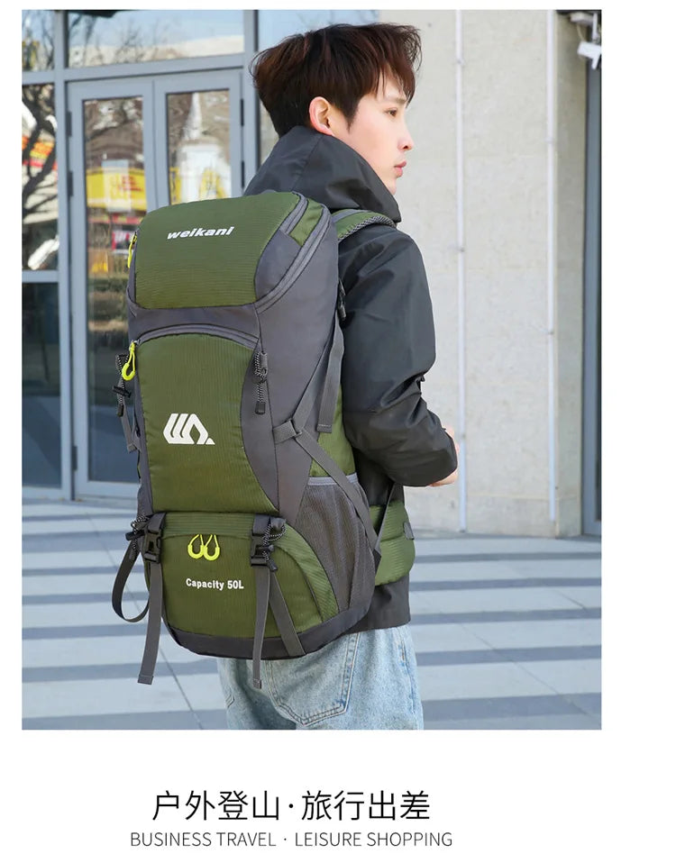 2025 new outdoor sports backpack mountaineering bag large capacity 50L men and women hiking camping bag travel shoulder bag