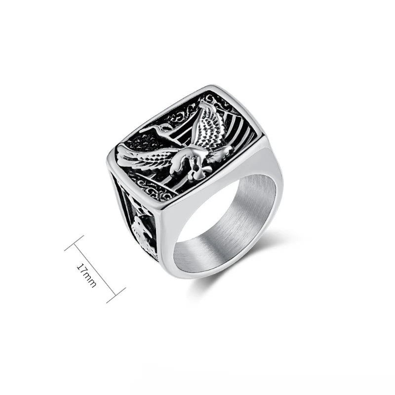 Eagle Rings Stainless Steel Art Retro Men Fashion Ring Jewelry