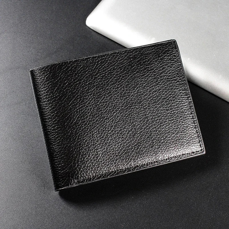 New Men's Wallet Genuine Leather Men Wallets Premium Product Real Cowhide Wallets for Man Short Black Walet Portefeuille Homme