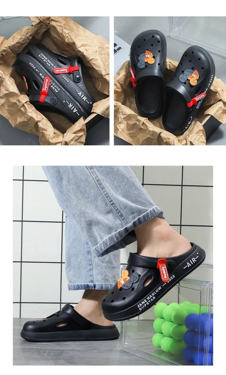 Summer Man Sandals Lightweight Home Beach Sandals Women Slippers Outdoor Quick Dry Flat Soft EVA Hole Shoes Women Clogs 2024