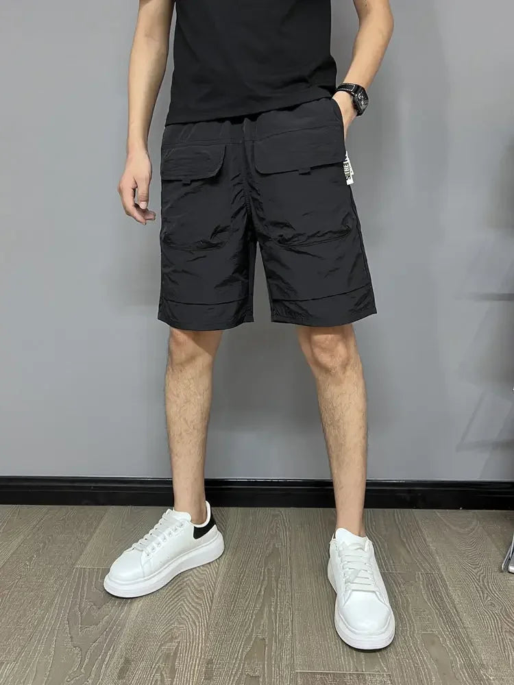 Men's Shorts Summer Thin American Large Pocket Work Casual Trendy Versatile Ice Silk Quick-drying Beach Pants Men