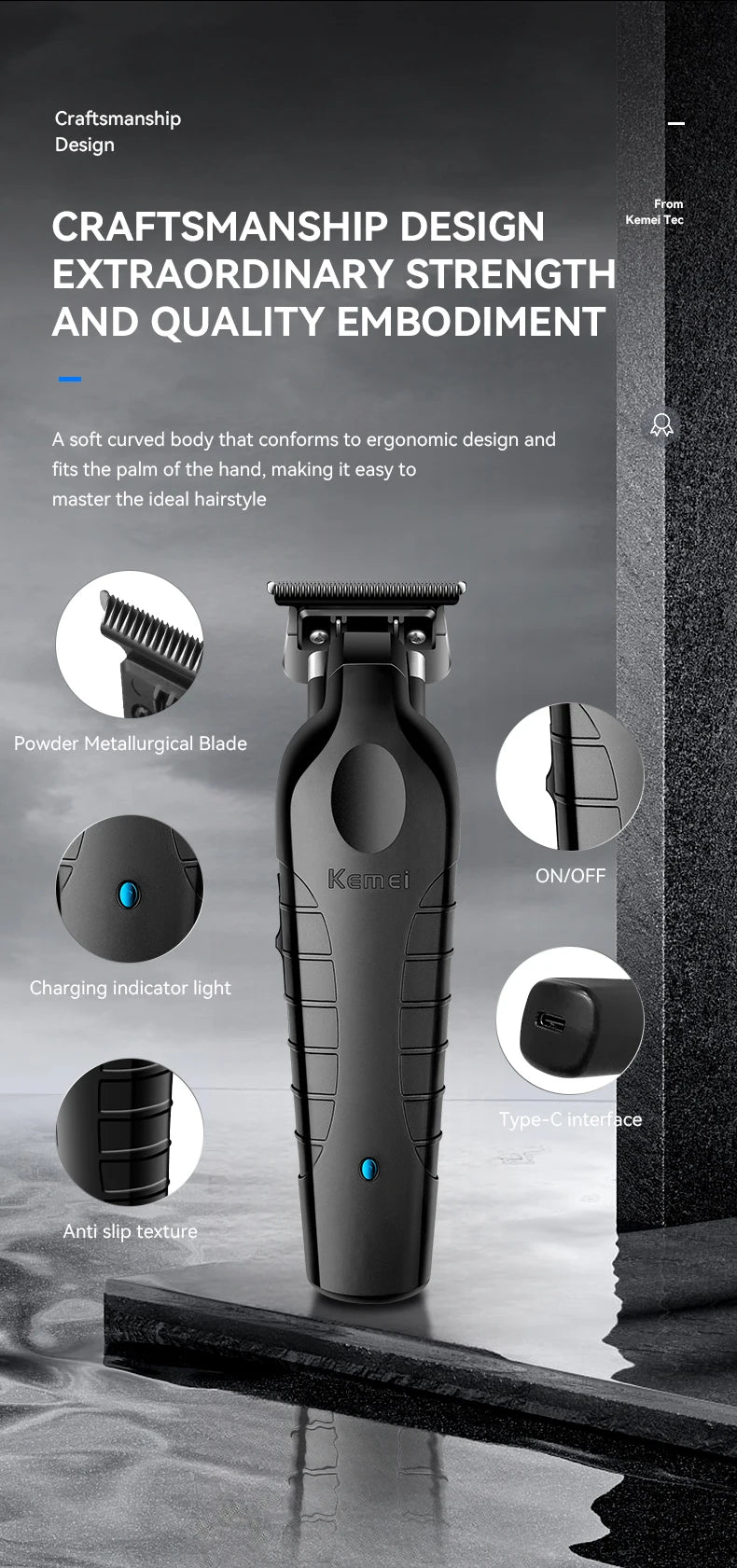 Kemei 2299 Electric Hair Clippers Man Professional Cordless Hair Trimmer Beard Shaper Tools Rechargeable Haircut Machine Carving