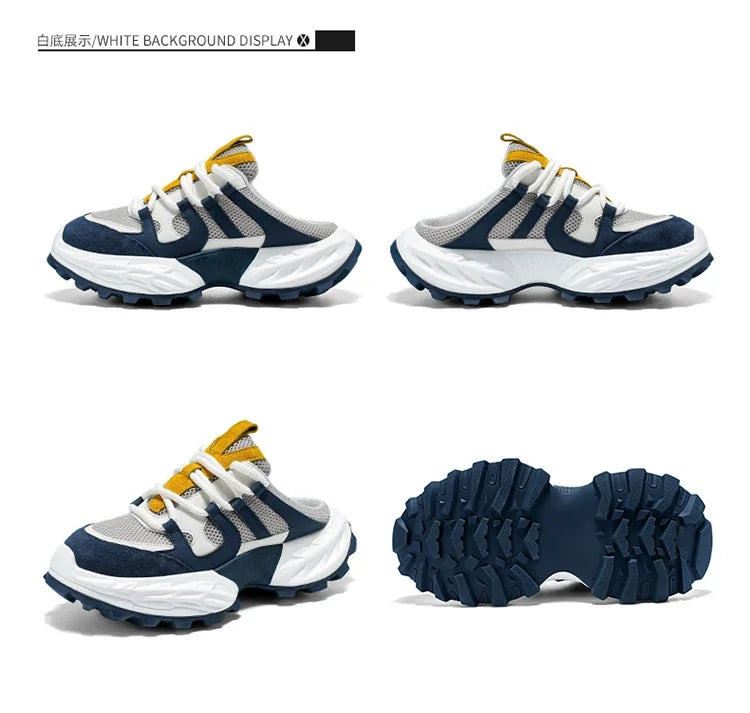 Sneakers for Men Fashion Green Half Breathable Summer Chunky Shoes Men Streetwear Platform Sneakers Man Sports Casual Shoes 2025