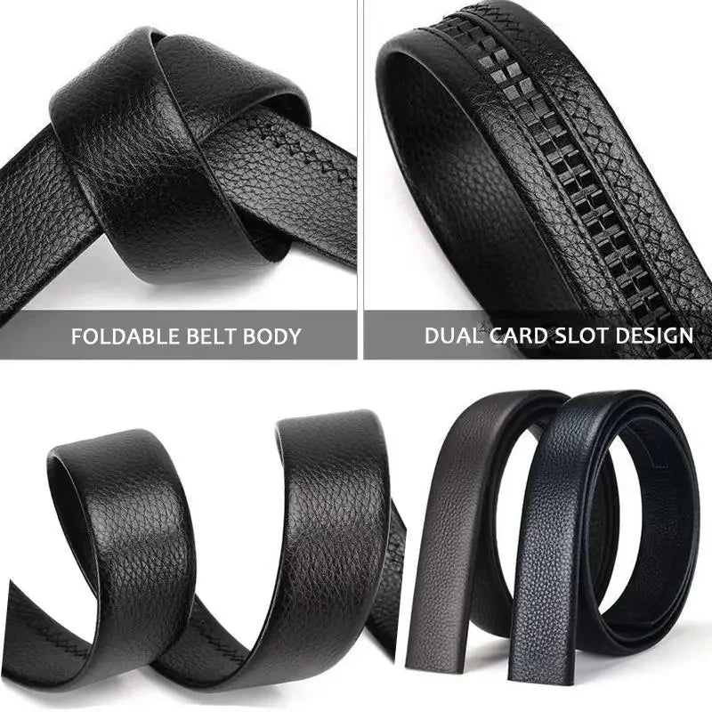 Men's PU Leather Belt Fashion Automatic Buckle Belt Available Belts Leisure Fashion Ratchet Belts for Men Pants Waistband