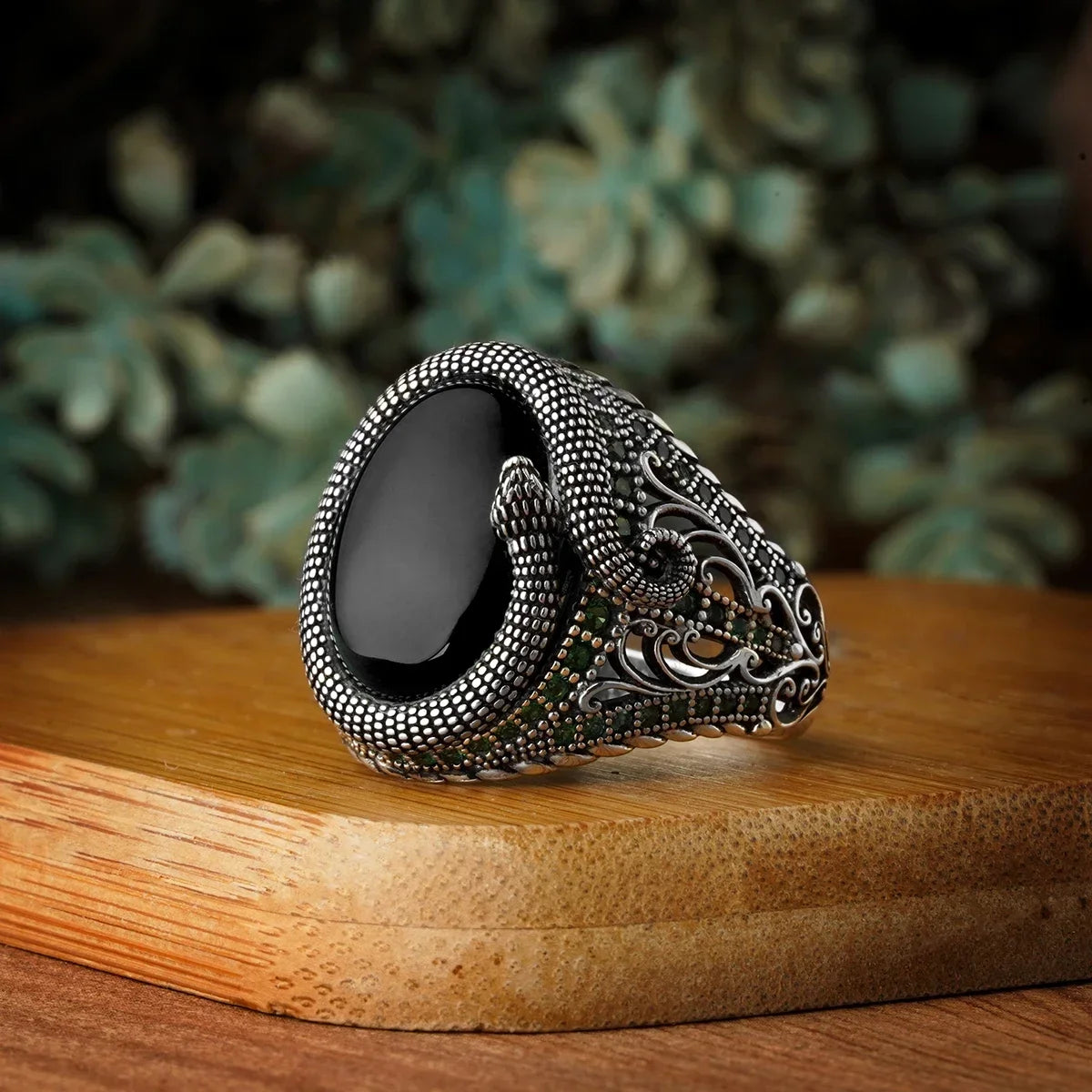 New Copper Material Open Adjustable Ring Amber Gemstone Personality High Jewelry Fashion Luxury Business Men's High-end Ring