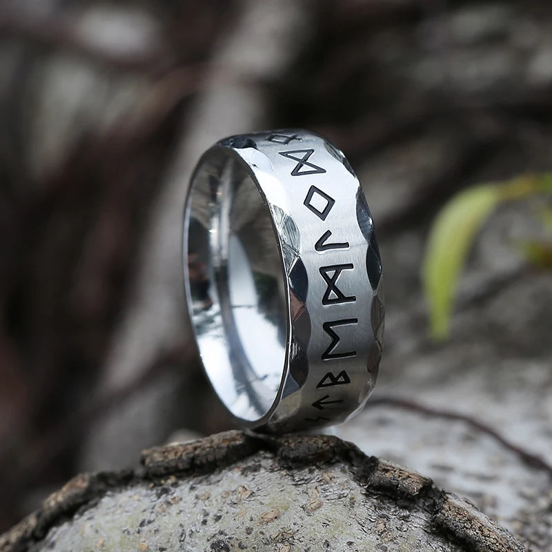 Freeshipping Stainless Steel Odin Norse Anel Amulet Rune Couple Dating Viking Rings For Men Women Words Jewelry Boyfriend Gift