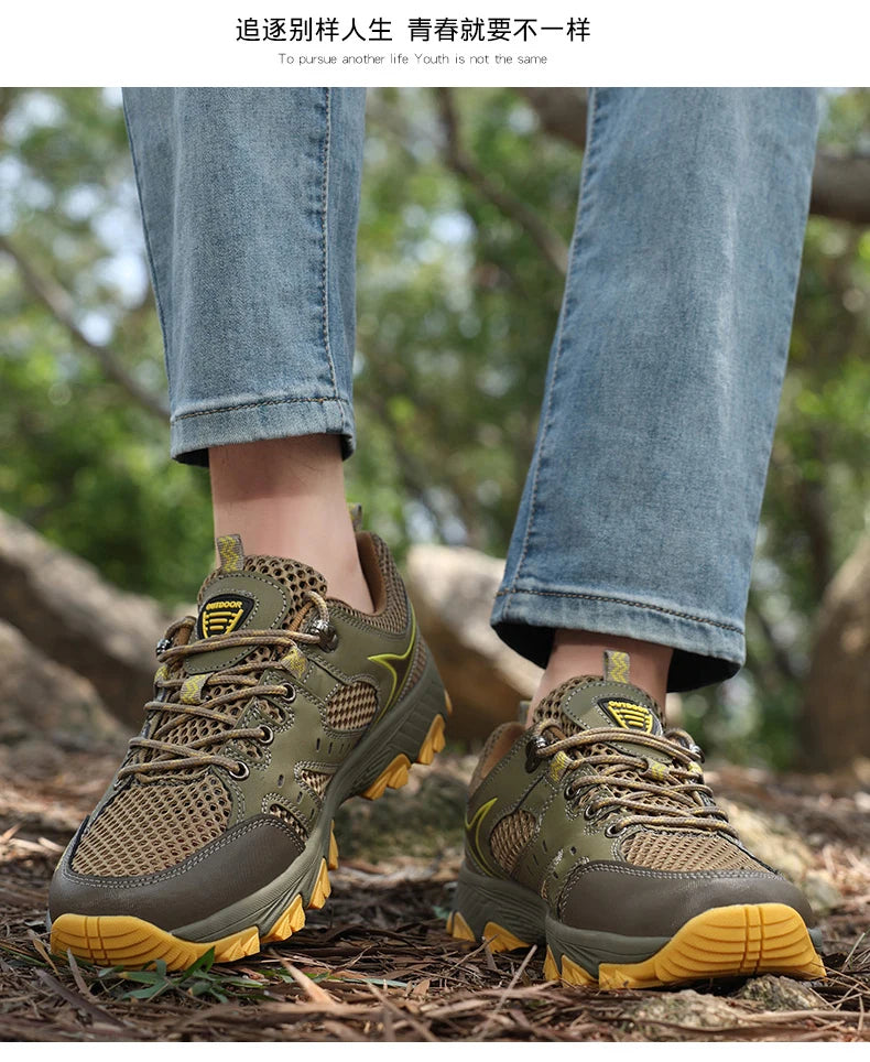 2025 Hiking Shoes for Men Non-slip Trekking Sneaker Spring Summer Breathable Rock Climbing Shoes Men Sport Outdoor Sneakers Man