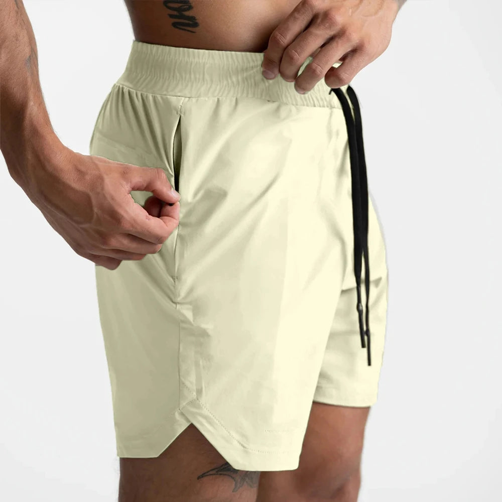 Men's shorts, single-layer woven, quick-dry, running, training, fitness, casual, five-point pants, men's summer zipper shorts.