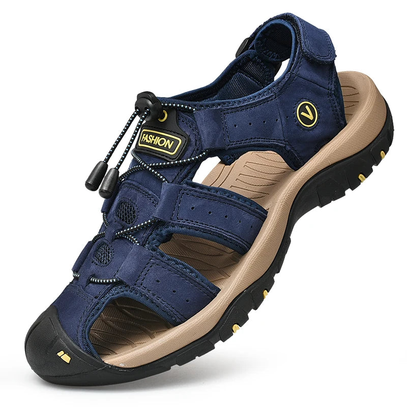 Men's Sandals Leather Casual Shoes for Men Outdoor Leather Sandals for Men Men's Beach Shoes Roman Sandals Large Sizes