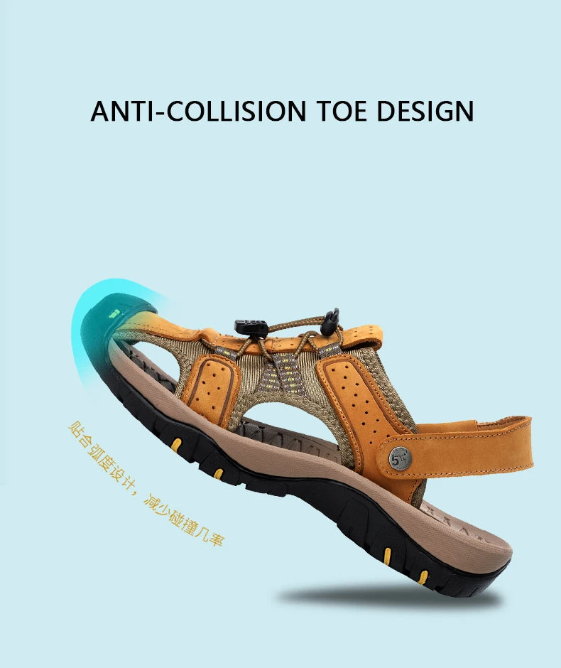 Genuine Leather Men Shoes 2023 Summer New Men's Beach Sandals Classic Men Outdoor Casual Sandals Slippers Plus Size 38-47