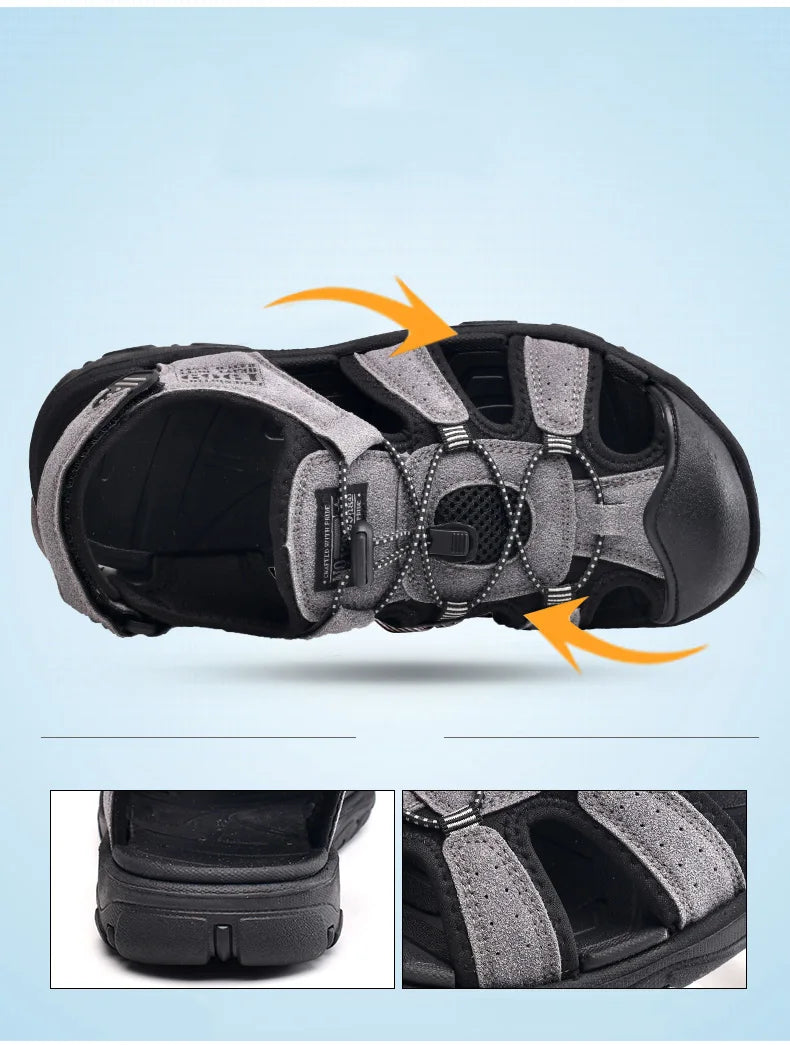 Men Sandals PU Leather Male Summer Shoes Outdoor Walking Beach Flat Sandals Shoes For Men Sneakers sandalias hombre