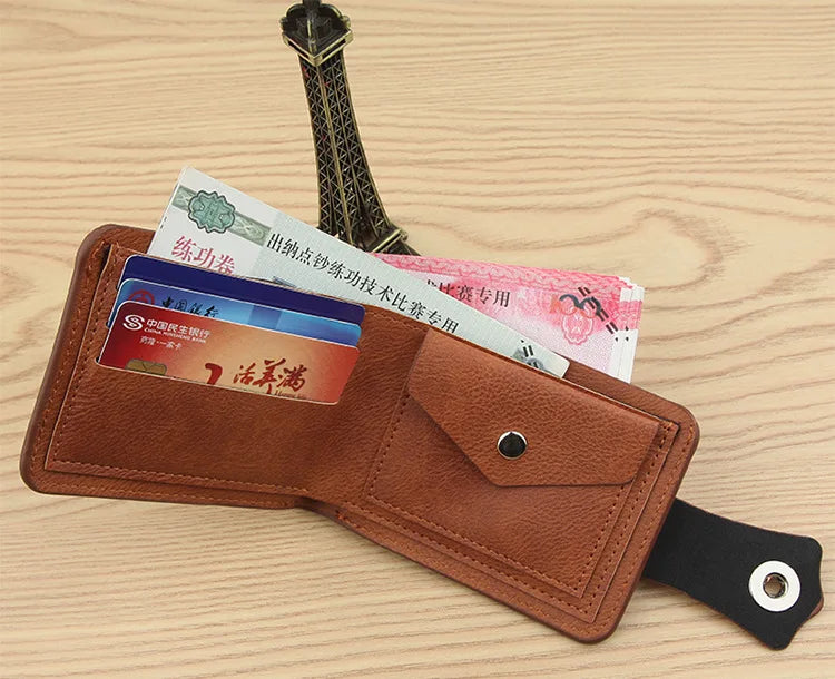 Men's Leather Wallet Short Purse for Man Wallets 2023 Credit Card Holder Money Bag Coin Bag Hasp Small Wallet Portafoglio Uomo