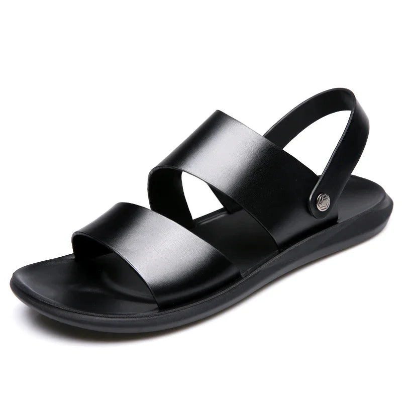 Summer Dress Men Sandals Leather New 2025 Fashion Vintage Men Shoes High Quality Soft Comfort Casual Flats Beach Male Slippers