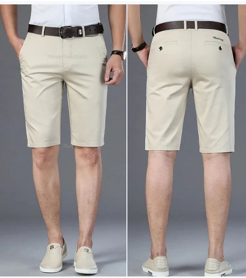 Men Shorts Summer New Knee Length Cotton Business Casual Pants Classic Brand Comfortable Clothing Shorts Male Boardshorts