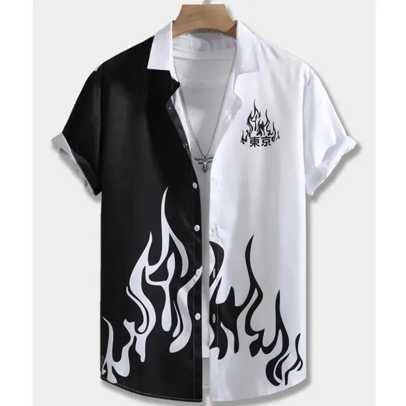 Fashion Shirt for Men 3d Ink Painting Prints Men'S Clothing Daily Casual Short Sleeve Beach Party Sweatshirt Street Hawaii Shirt