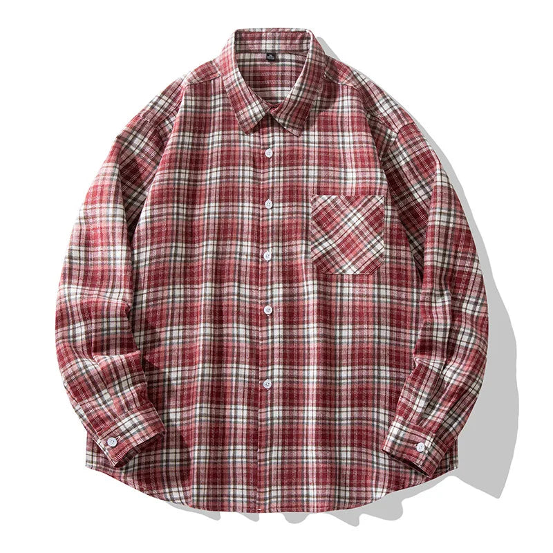 2025 New Men's Checkered Shirt Spring and Autumn Long Sleeve Slimming Shirt Korean Men's Best Selling Fashion Trend Top