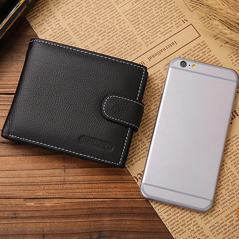 Genuine Leather Men Wallets Cow Leather Solid Sample Style Zipper Purse Man Card Horders Famous Brand High Quality Male Wallet