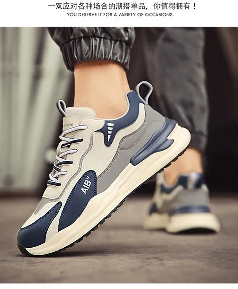 Sneakers Male Autumn Man Shoes Leather Surface Sport Shoes Men Men's Versatile Sports Casual Winter Running Shoe Increase Height