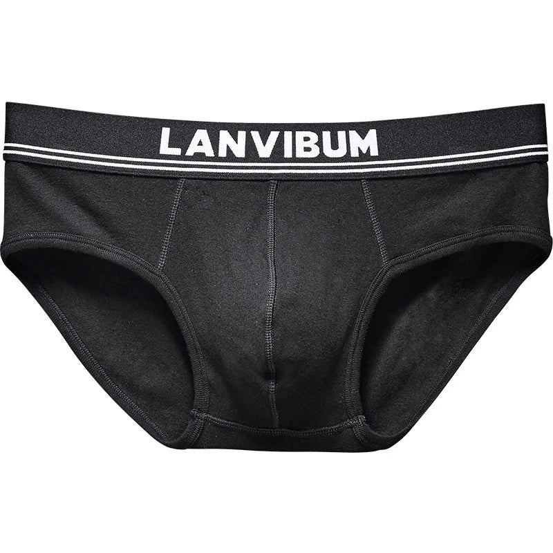 Men's Underwear Thread Cotton Mid Waist Triangle Pants Solid Color U Convex Large Bag Comfortable Skin friendly Men's Underwear