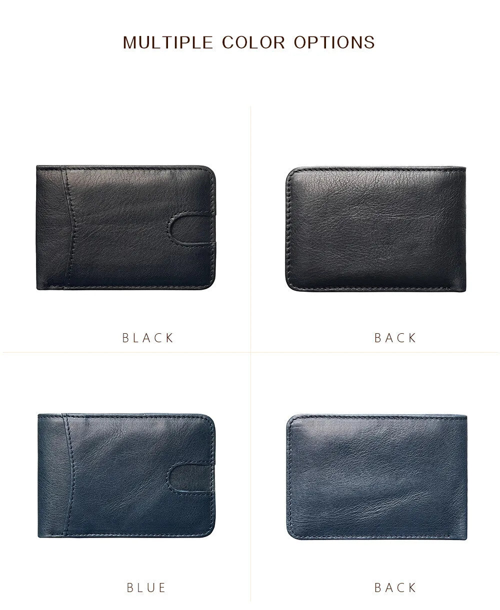 Durable Real Leather Wallets for Men Short Retro Rfid Small Purse Card Holder Simple Bifold Wallet Multiple Colors