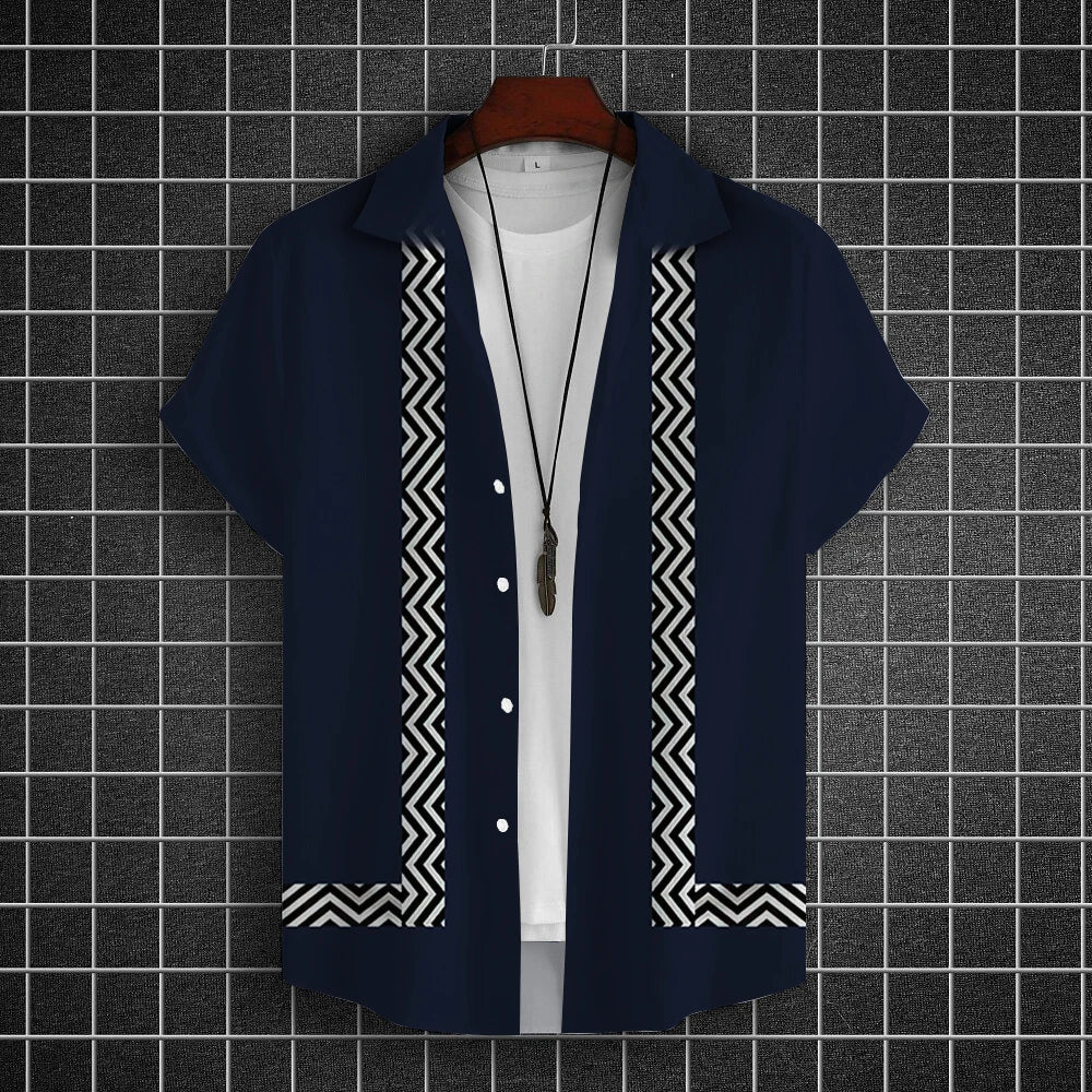 Simple Shirts For Men 3d Stripe Printed Men'S Clothing Loose Oversized And Blooms Casual Short Sleeved Daily Street Tops