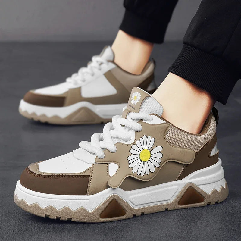 Sneakers Men Trendy Mixed Color Lace-up Thick-soled Casual Shoes Non-slip Shoe Round Toe Men Board Shoes Zapatillas Hombre