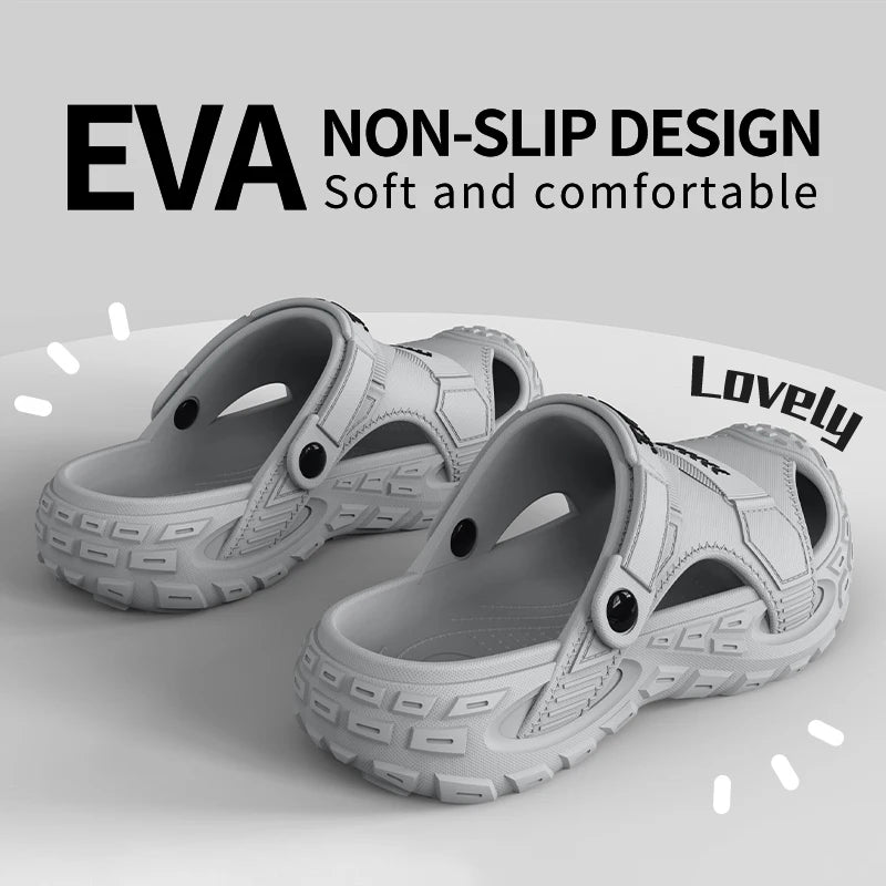 EVA sandals for men in summer, thick soft soled for outdoor wear, beach shoes for casual sports, and perforated shoes