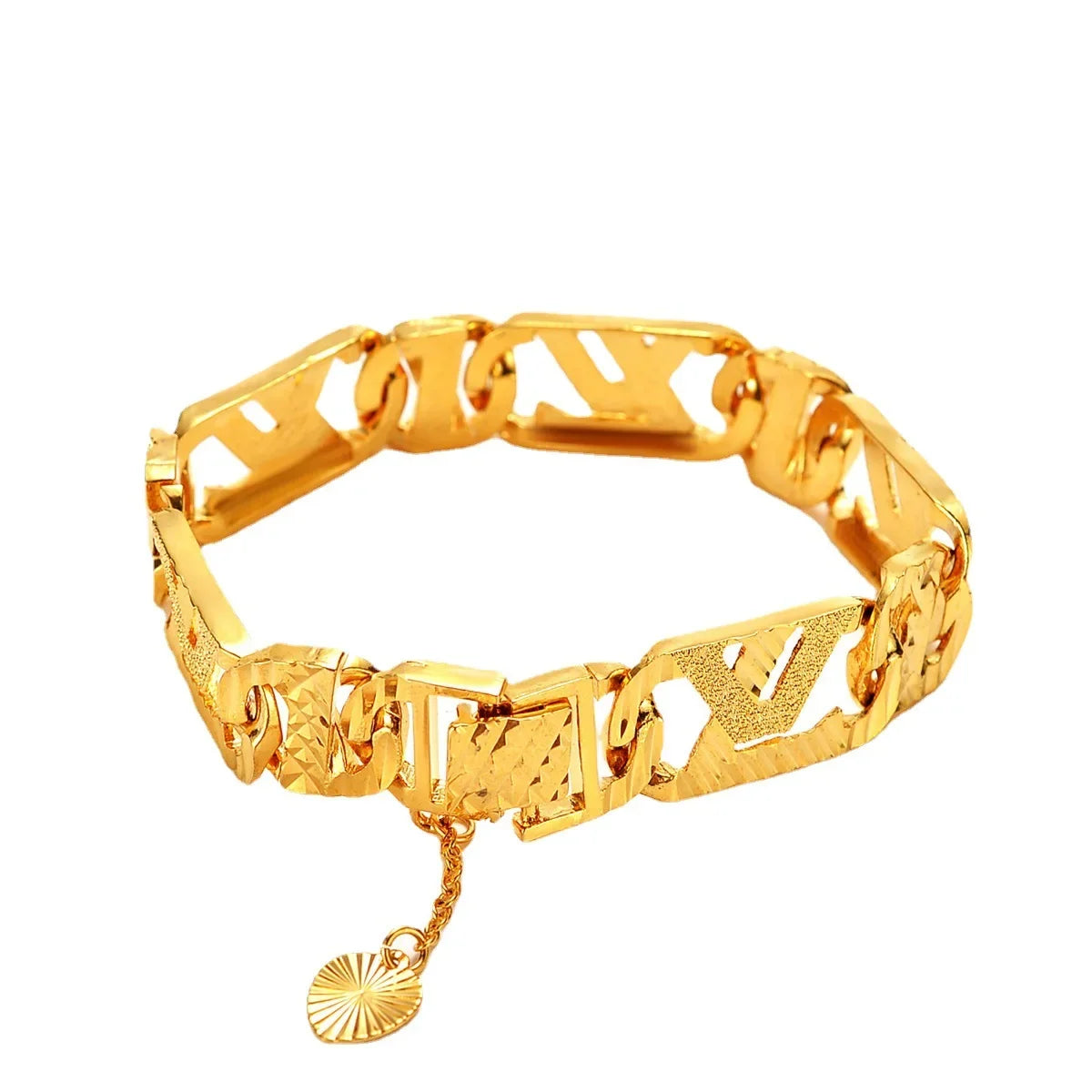 Noble AU999 gold bracelet mens wide version fashionable personality 24K pure gold jewelry wrist chain real gold watch chainValen